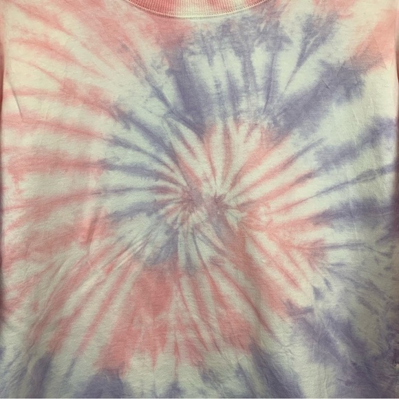 Hem & Thread Tie-Dye Pink Purple Crew Neck 100% Cotton Sweatshirt Women's sz S - Picture 4 of 7